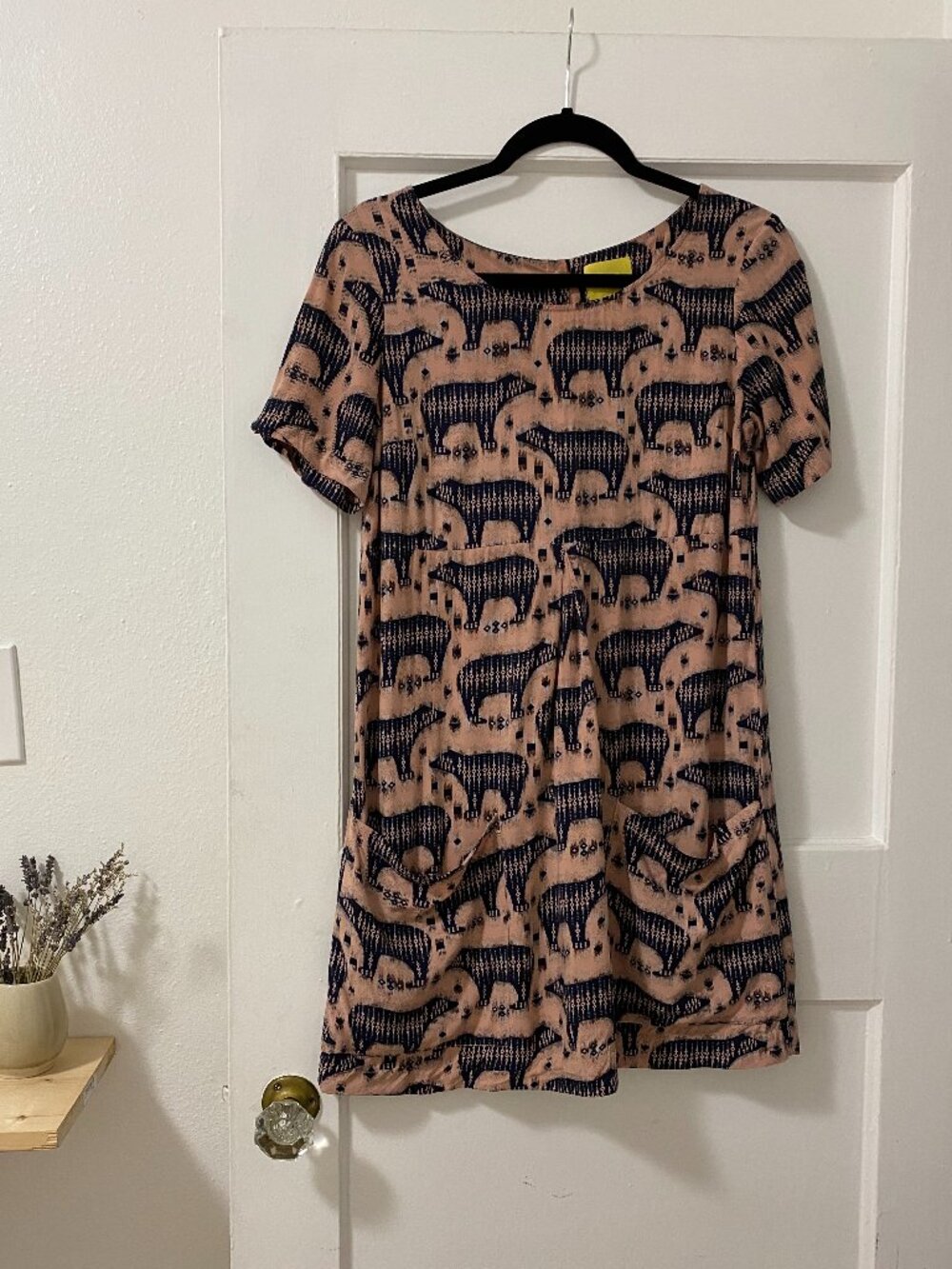 Maeve Anthropologie Pink Bear Print Shift Dress Size 4